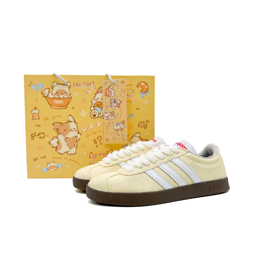 Adidas Neo VL Court 2.0 Custard Foam Slip Resistant Low Top Skateboard Shoes Unisex Yellow