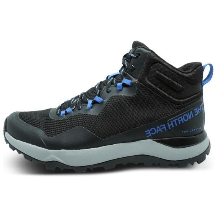 THE NORTH FACE Cushioning Abrasion Resistant Lightweight Mid Top Hiking Shoes Men's Black Blue