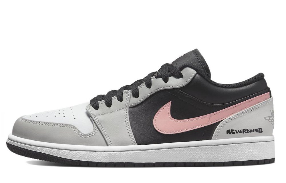 Jordan 1 Cushioning, Wear Resistant Low Top Vintage Basketball Shoes Unisex Black Gray Pink