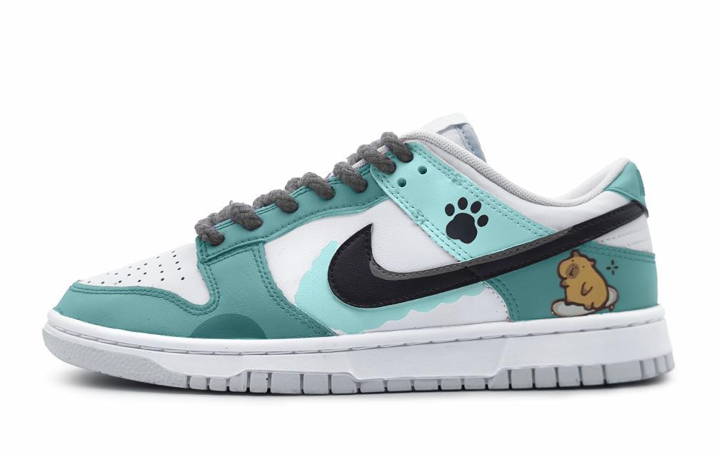 Nike Dunk Slip-Resistant Cushioning Low-Top Skateboard Shoes GS White Green