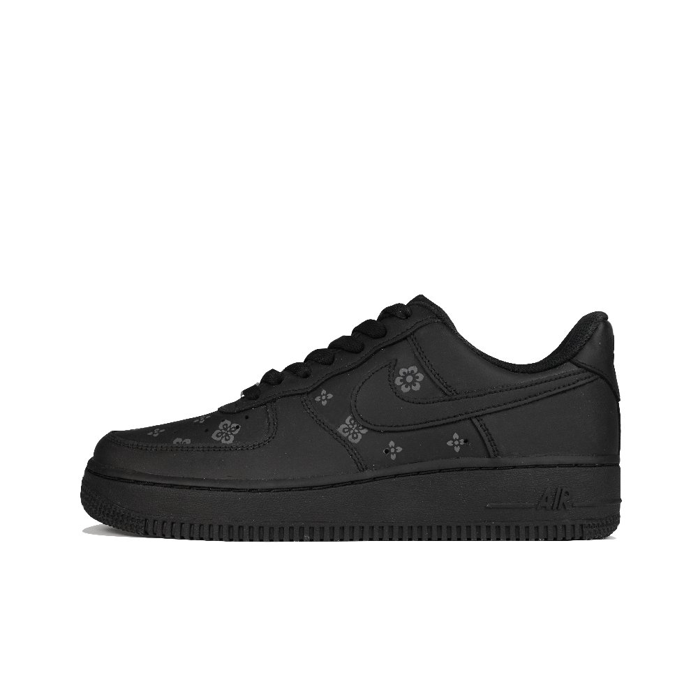 Nike Air Force 1 Low Top Skateboard Shoes Men's Black Silver