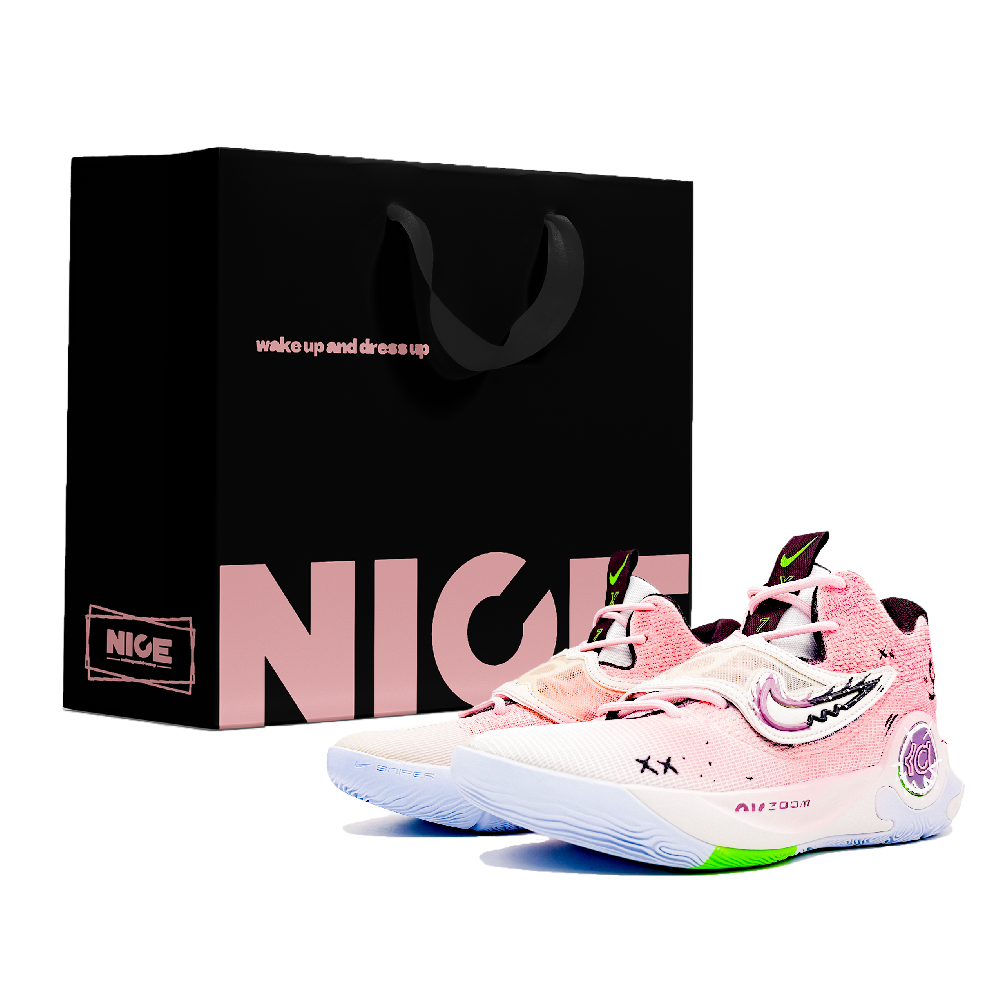 Nike KD Trey 5 X Cushioning, Slip Resistant, And Abrasion Resistant Low Top Basketball Shoes Men's White Pink