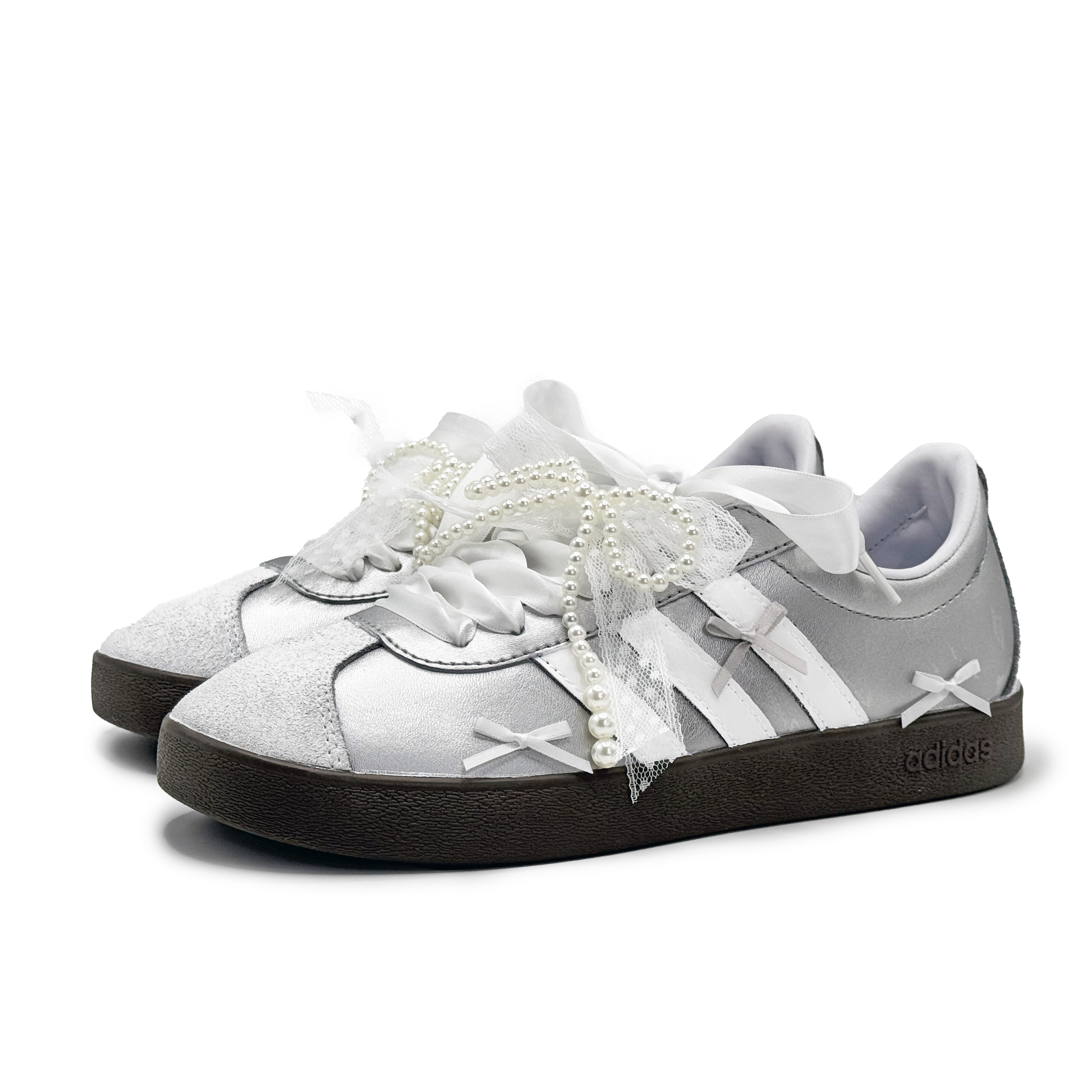 Adidas Neo VL COURT 2.0 Ballet Girlish Abrasion Resistant Low top Skateboard Shoes Unisex Silver купить в интернет-магазине Yoocart с быстрой доставкой по России.