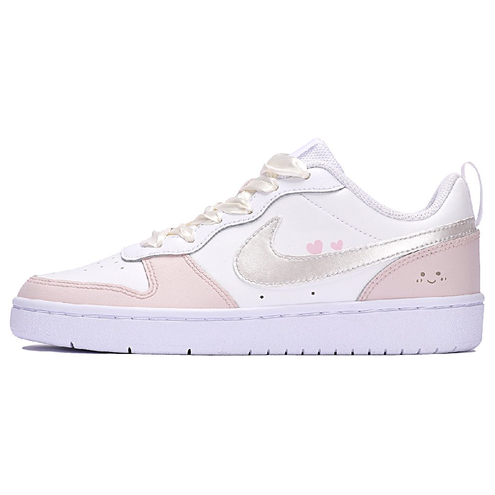 Nike Court Borough Low 2 Low-Top Skateboard Shoes GS Pink White