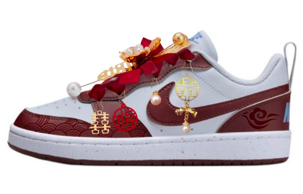 Nike Court Borough 2 Low Top Skateboard Shoes Women's White Red