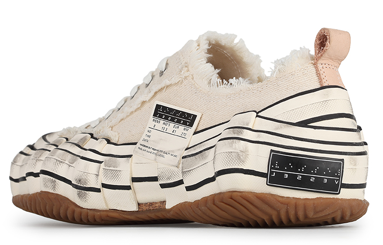 XVESSEL Canvas Shoes Unisex Low-Top Ecru/Brown