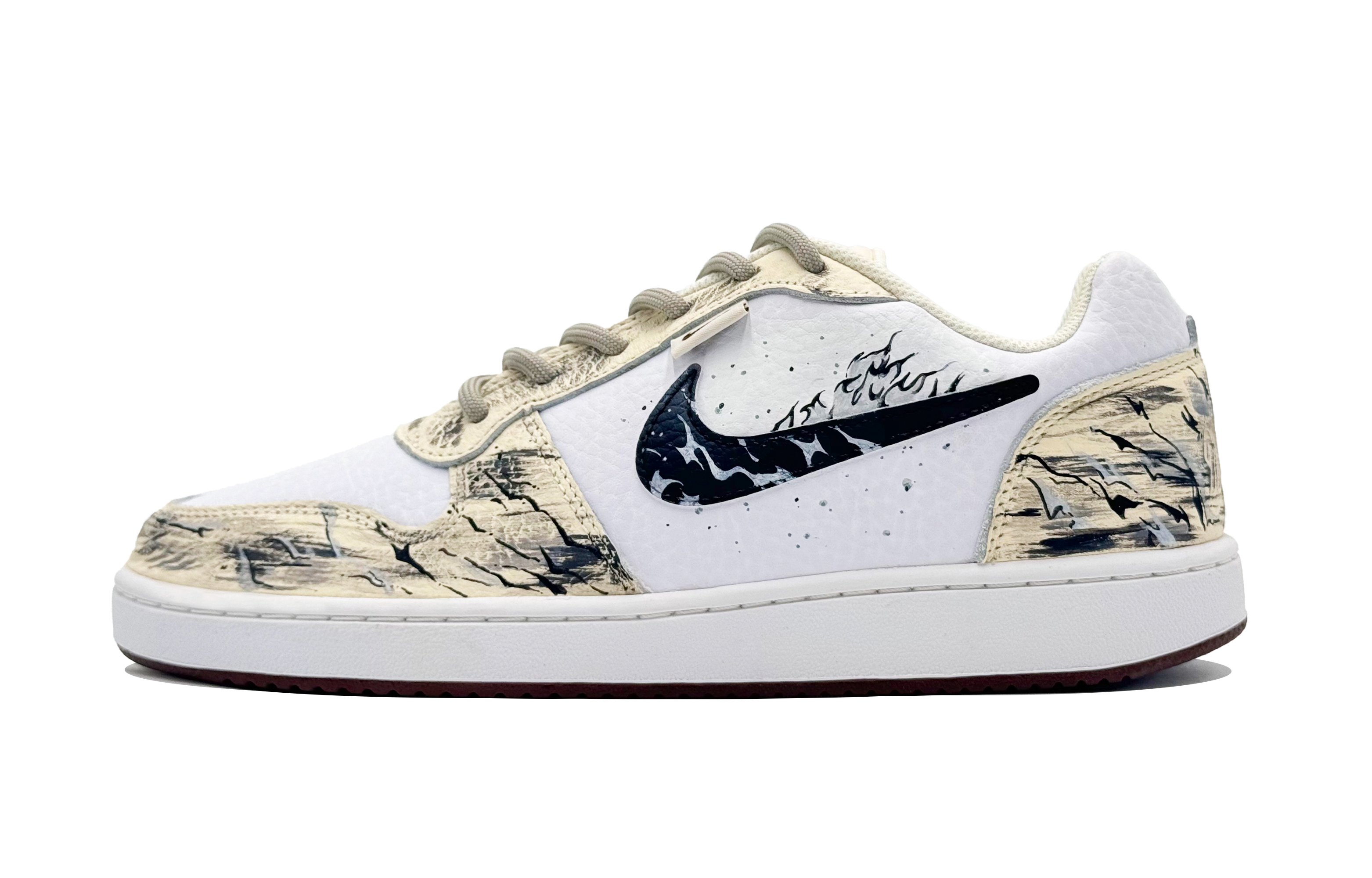 Nike EBERNON Shopping Bag, Black Gold Flame Abrasion Resistant Low top Skateboard Shoes Men's Beige Yellow