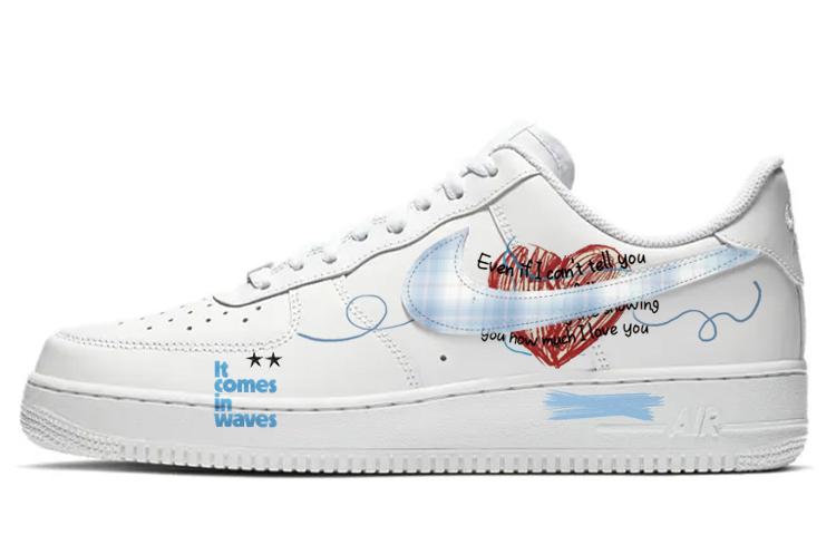 Nike Air Force 1 Anti-Slip Wear-Resistant Low-Top Skateboard Shoes Men's White Blue