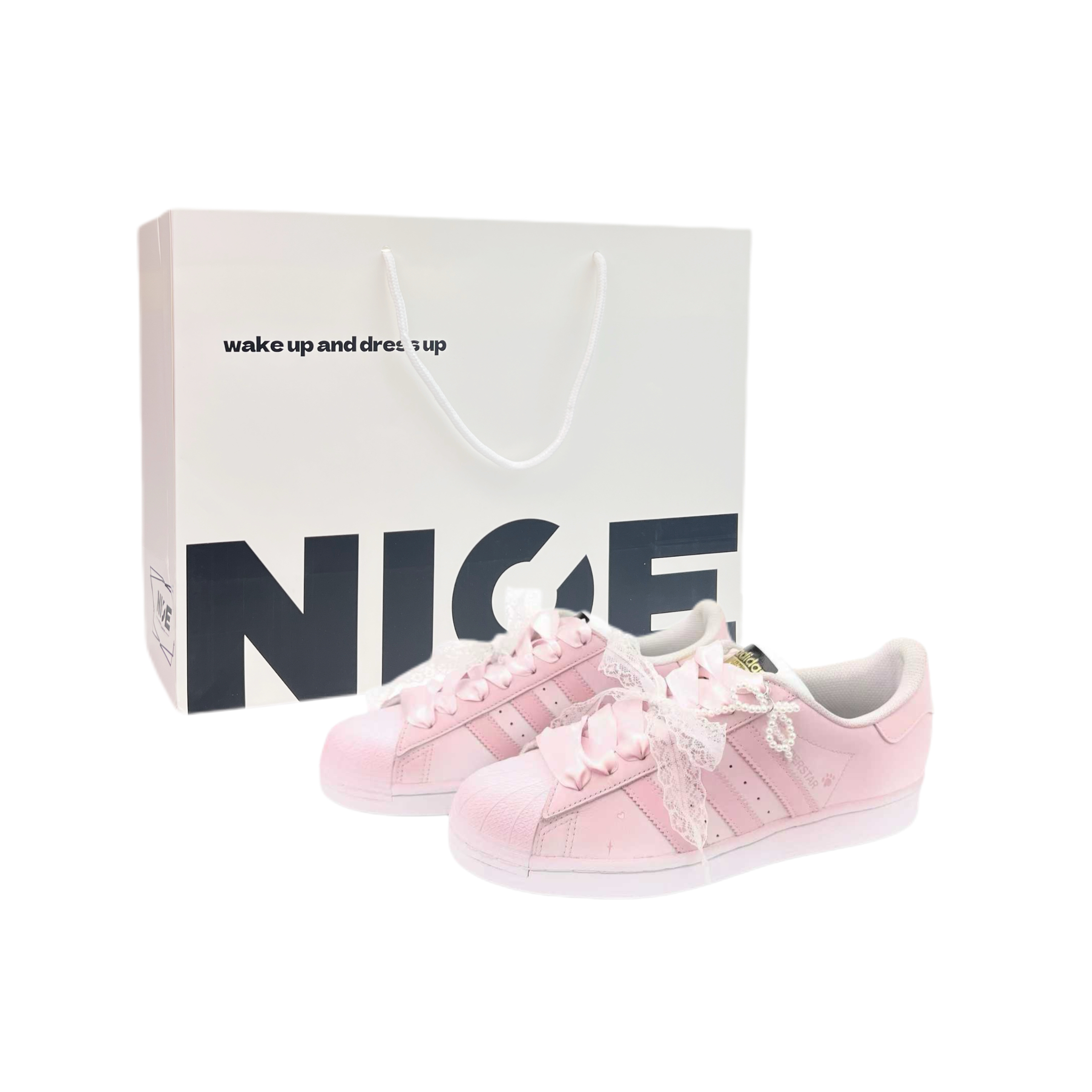 Adidas Originals SUPERSTAR Pink Love Abrasion Resistant Low top Skateboard Shoes Unisex Pink