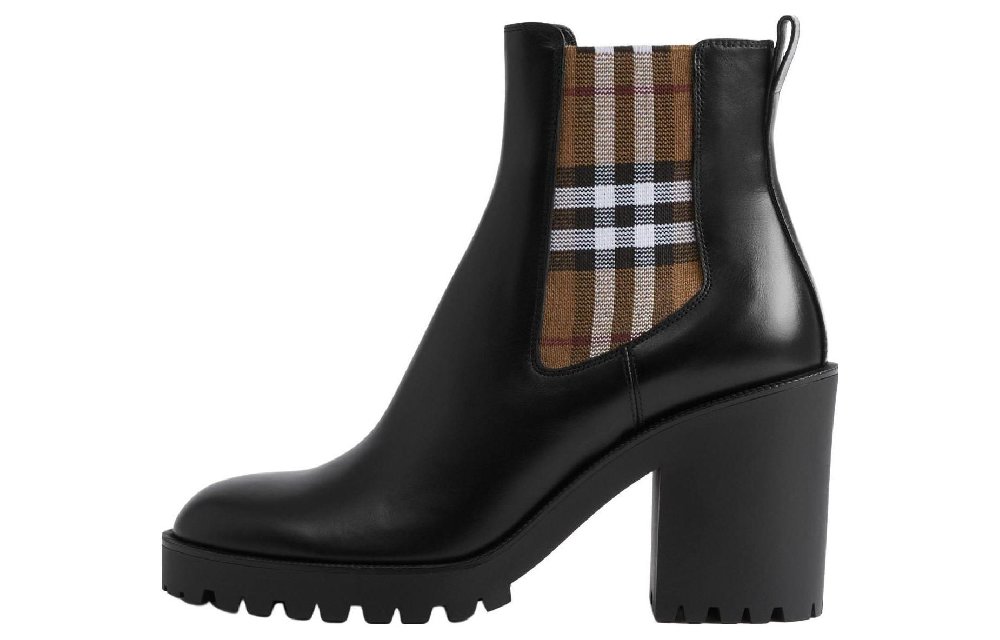 Burberry Checkered Panel Ankle Boots
