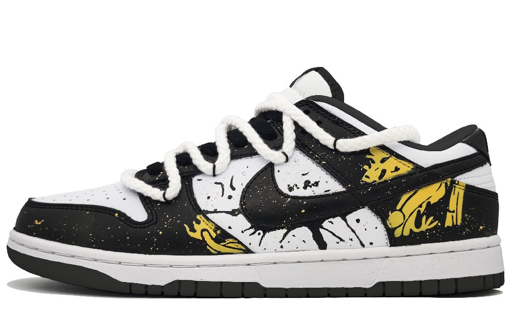 Nike Dunk Anti-Slip And Wear-Resistant Lightweight Low-Top Skateboard Shoes Unisex Black Gold
