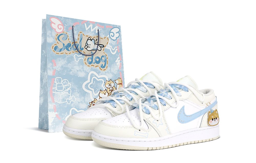 Jordan Air Jordan 1 Cushioning Anti-Slip And Wear-Resistant Low-Top Vintage Basketball Shoes GS Light Yellow