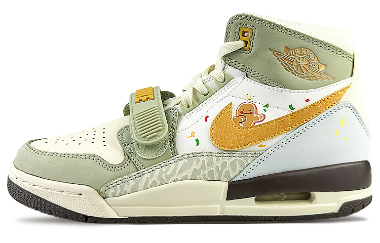 Jordan Legacy 312 Cushioning Wear-Resistant High-Top Vintage Basketball Shoes Men's Yellow White Green