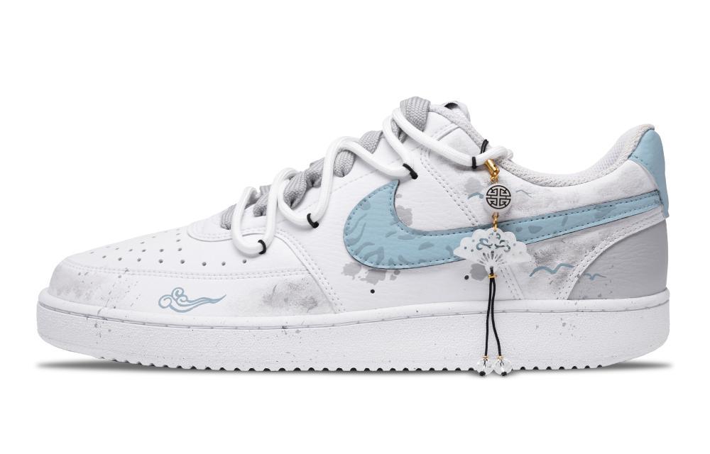 Nike Court Vision 1 Chinese Style Auspicious Clouds Low-Top Skateboard Shoes Men's White Blue