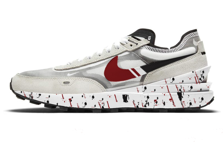 Nike Waffle One Slip-Resistant Breathable Low-Top Casual Shoes Men's Gray Red Black