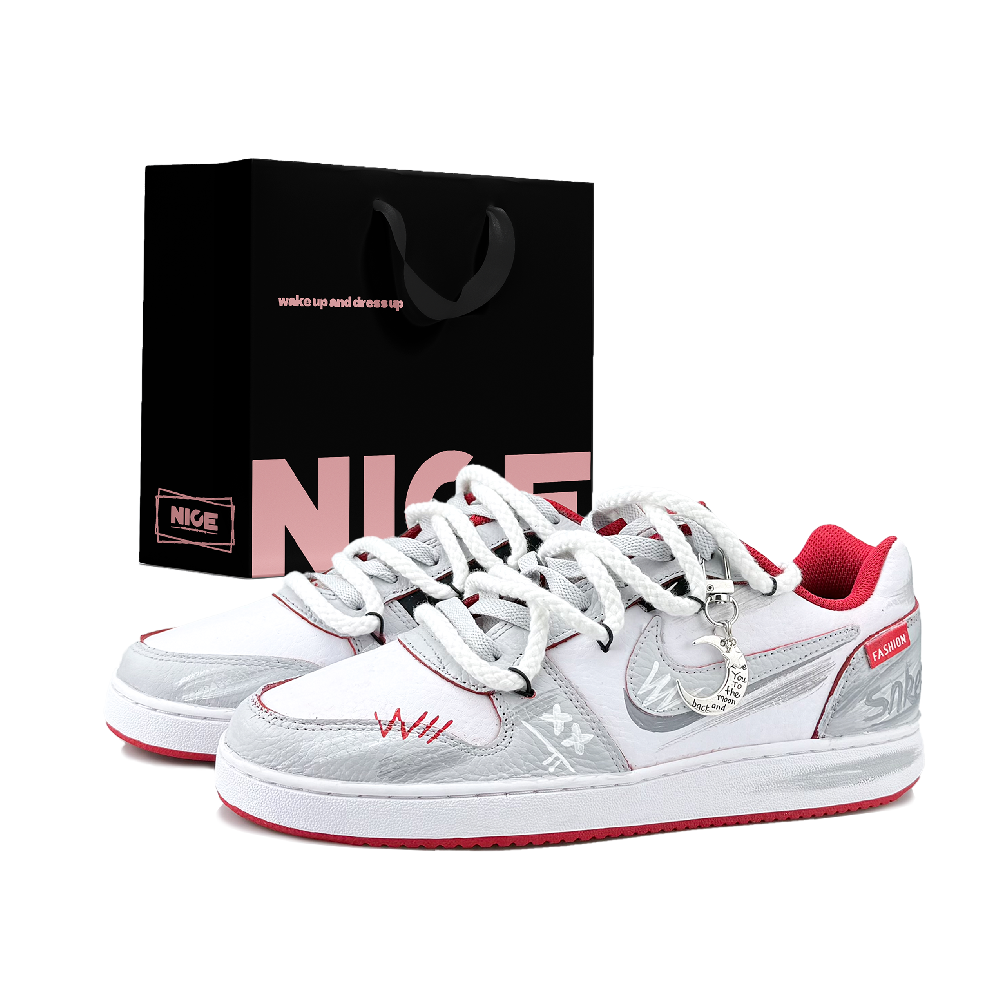 Nike EBERNON Abrasion Resistant Low Top Skateboard Shoes Men's Gray White