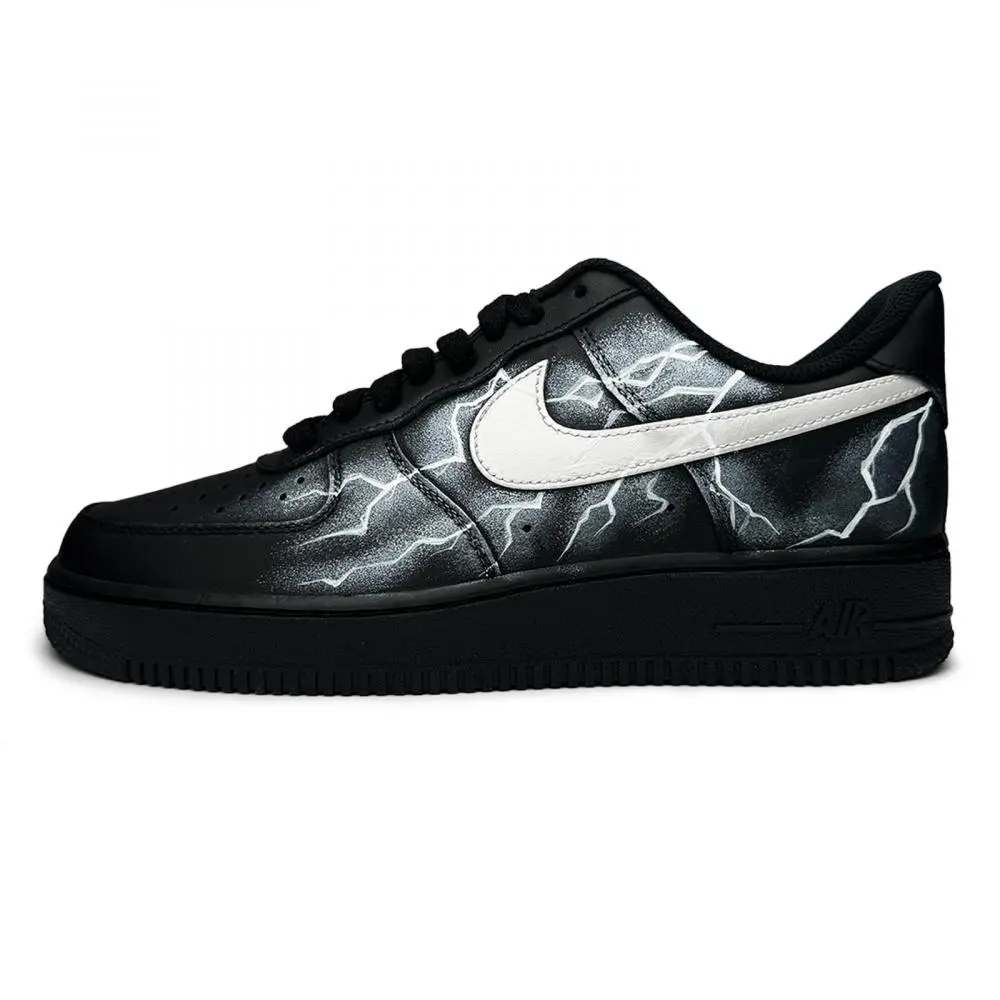 Nike Air Force 1 Height Increasing Low top Skateboard Shoes Unisex Black Silver