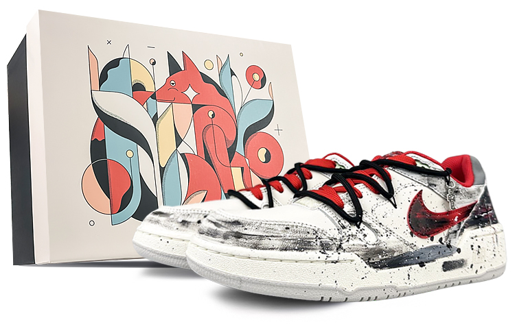 Nike Full Force Anti-Slip Wear-Resistant Low-Top Skateboard Shoes Men's Black Red