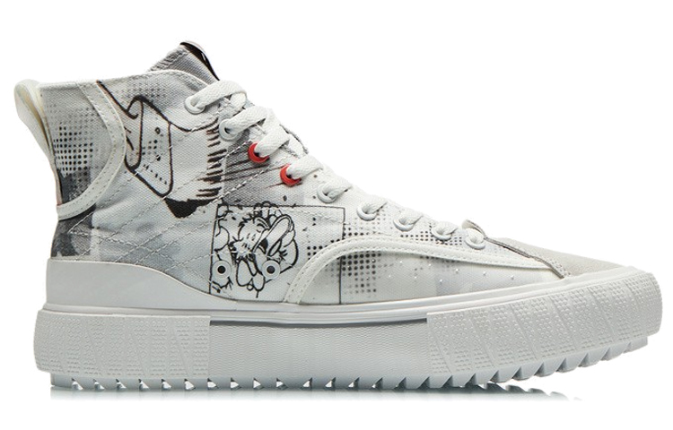 Disney X LINING Disney Skateboard Shoes Men High Top Antarctic Gray/Black/White купить в интернет-магазине Yoocart с быстрой доставкой по России.