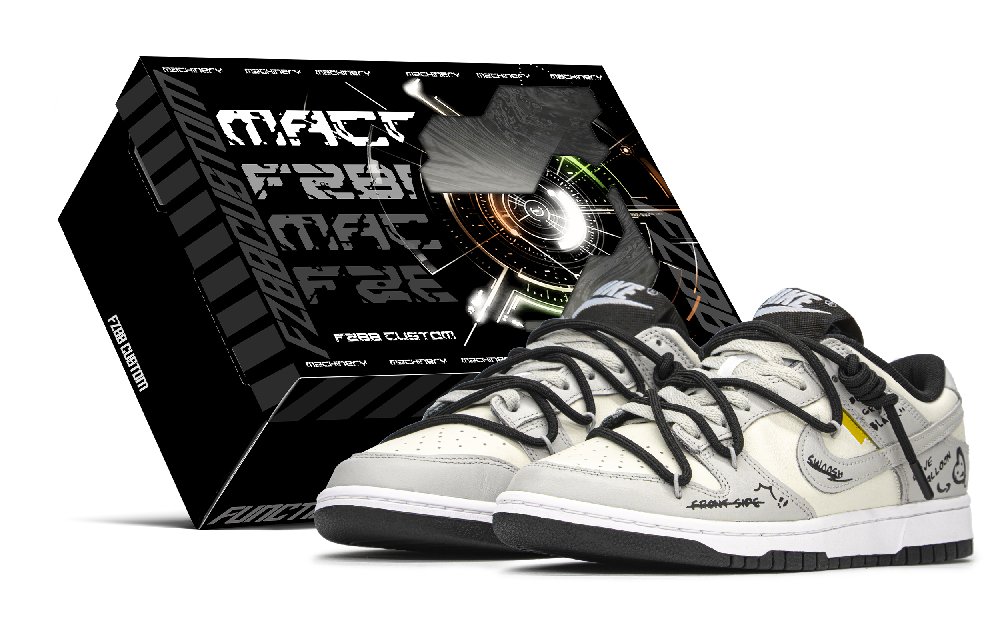 Nike Dunk Low FZBB Anti-Slip Wear-Resistant Low-Top Skateboard Shoes Women's Black Gray