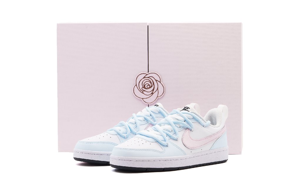 Nike Court Borough Cushioning, Wear Resistant Low Top Skateboard Shoes Unisex Light Blue