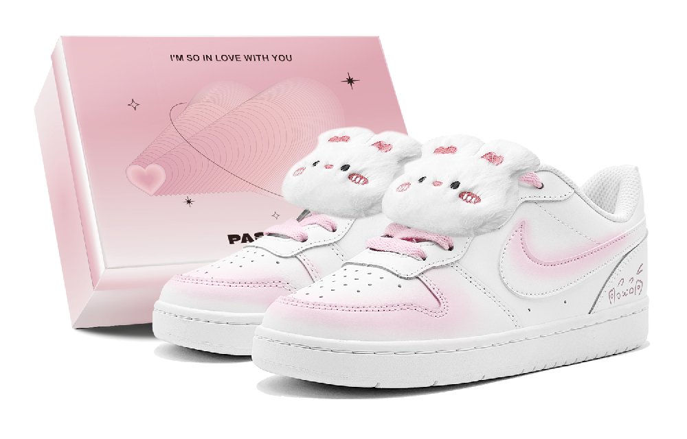 Nike Court Borough Skateboard Shoes Women's Low-Top White Pink