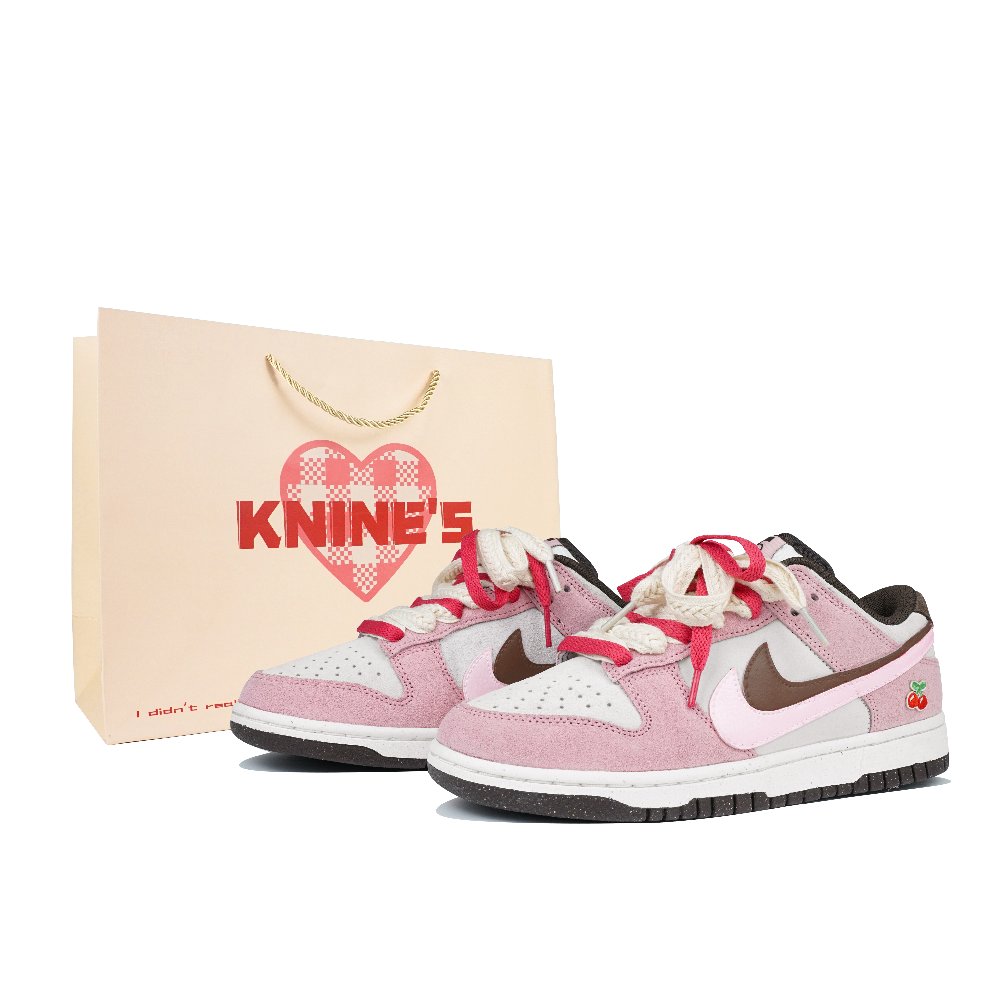Nike Dunk Low-Top Skateboard Shoes Women's White Brown Pink