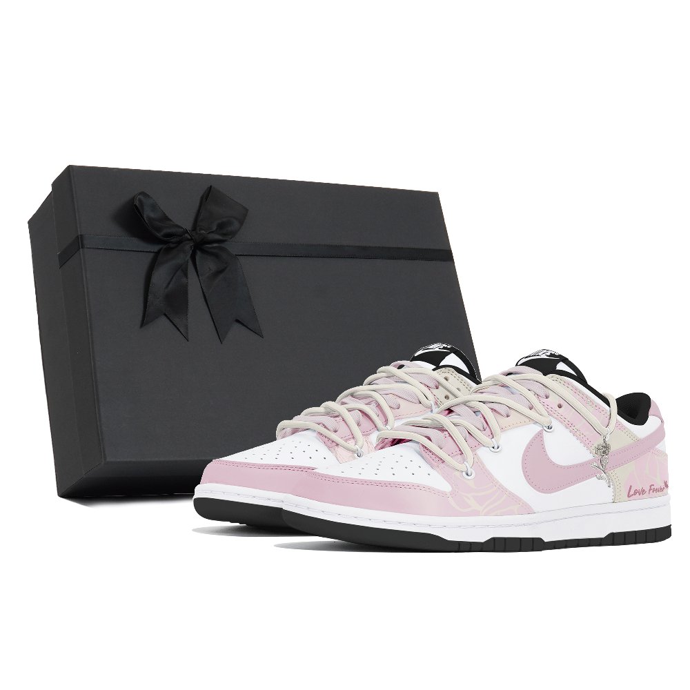 Nike Dunk Dust Collection Slip Resistant, Abrasion Resistant, Lightweight Low Top Skateboard Shoes Unisex White Pink