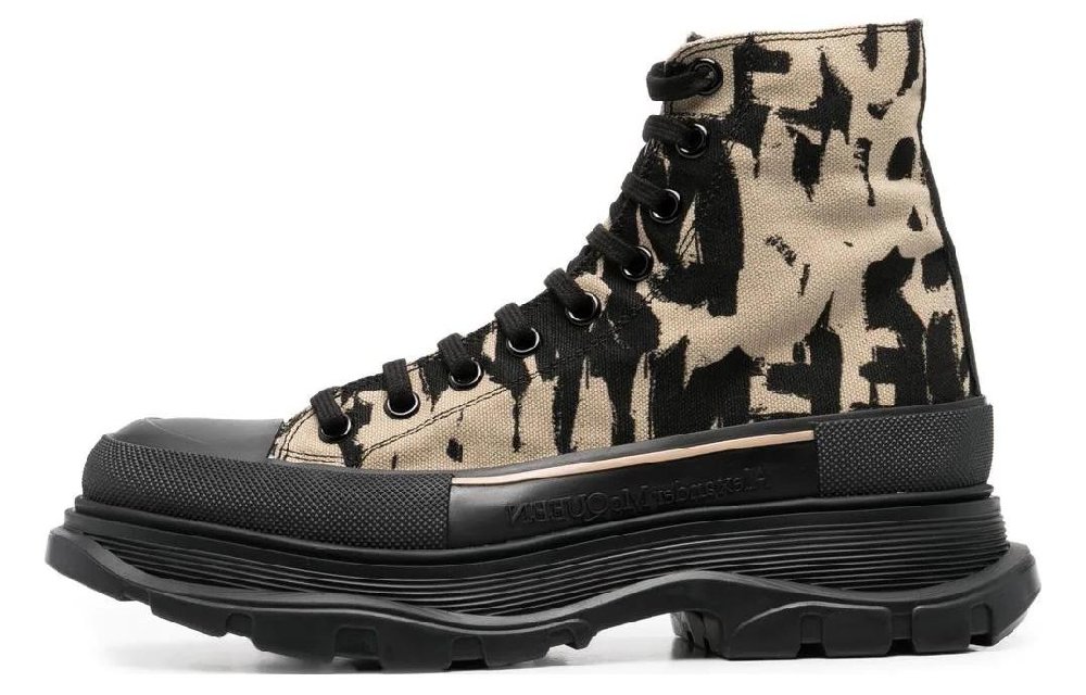 Alexander McQueen Graffiti Tread Slick Boot Beige Black
