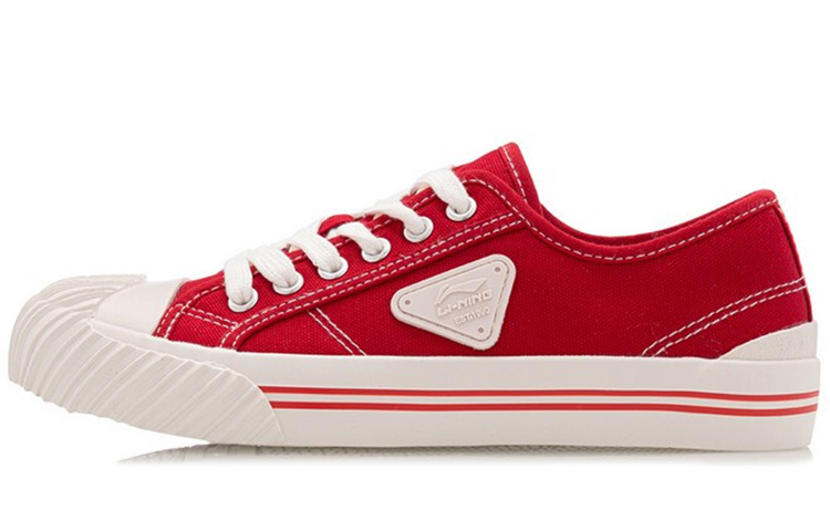 LINING Cookie Skateboard Shoes Women's Low-Top Red White