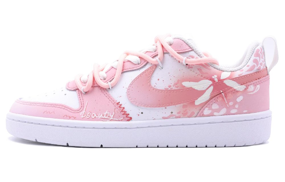 Nike Court Borough Pink Dragonfly Slip-Resistant Cushioning Wear-Resistant Low-Top Skateboard Shoes GS Pink White