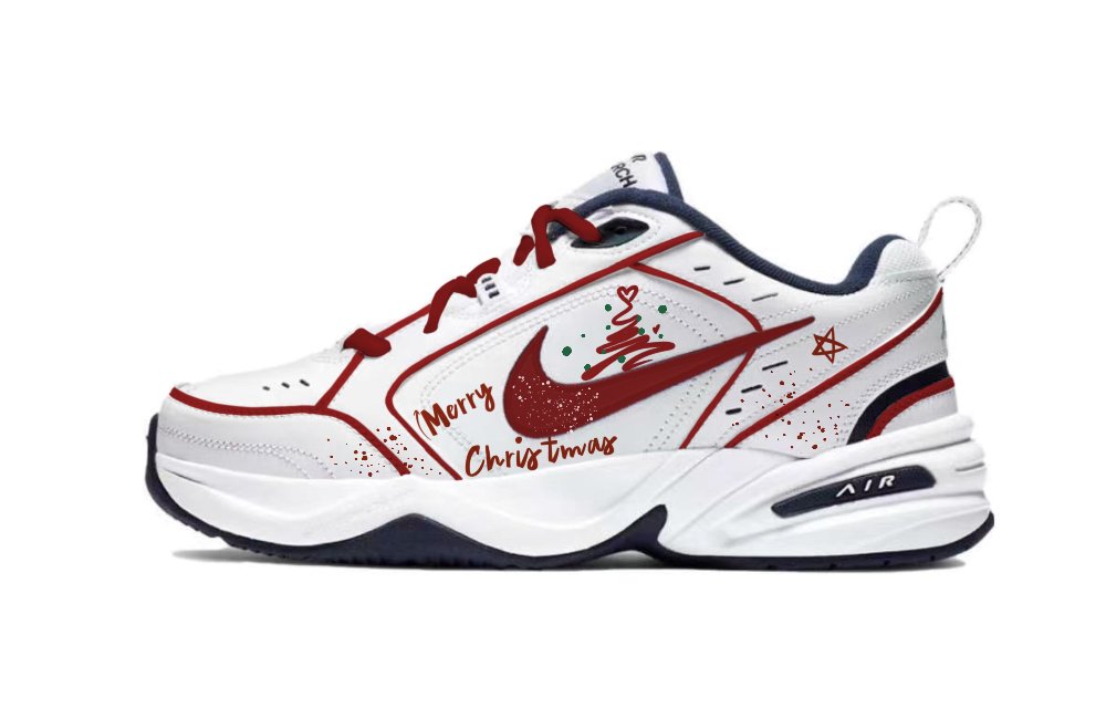 Nike Air Monarch 4 Cushioning Anti-Slip And Wear-Resistant Height Increasing Low-Top Chunky Sneakers Unisex Red