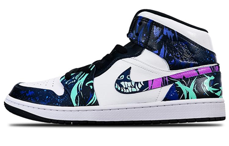 JORDAN Air JORDAN 1 Vintage Basketball Shoes Men High Top White/Purple/Blue