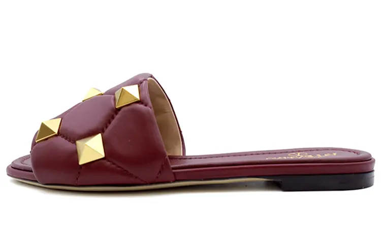 Valentino Roman Stud Slide Slippers Women's Red