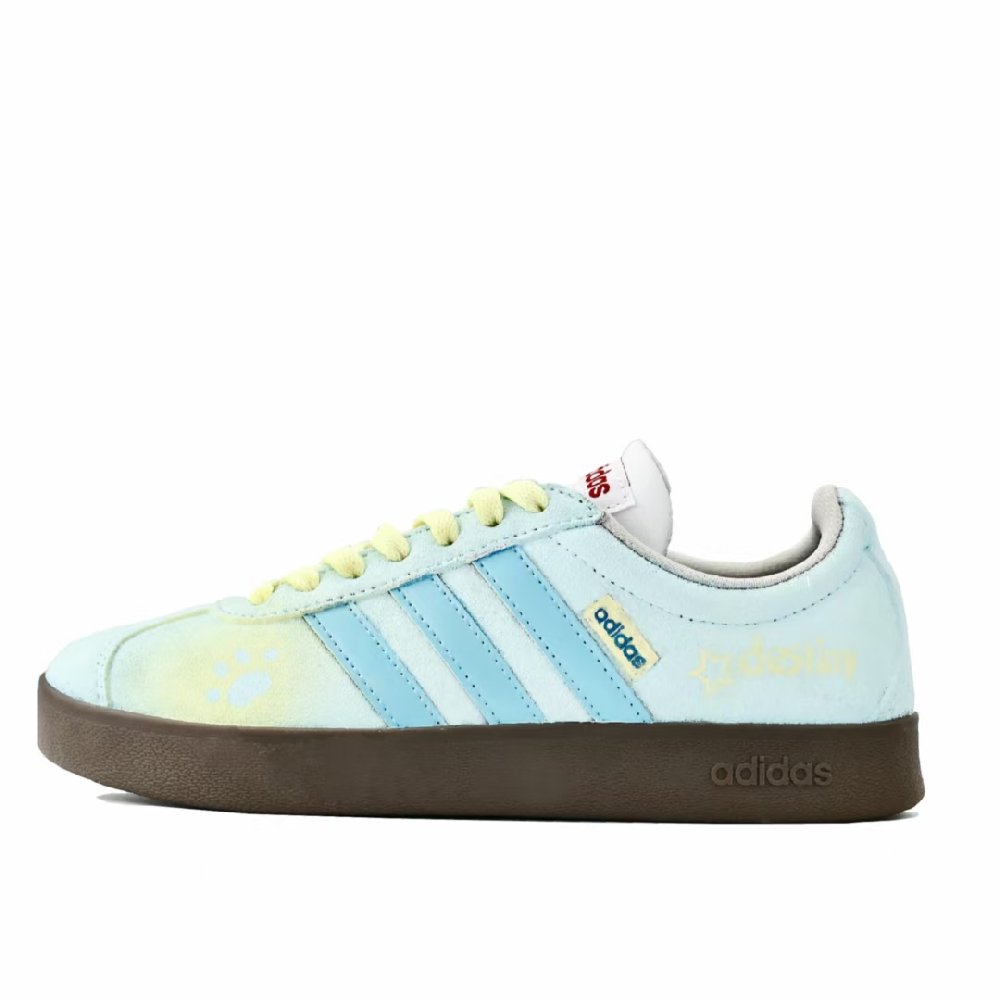 Adidas VL COURT 2.0 Swift Manufacturing, Blue Star Lightweight Low Top Skateboard Shoes Unisex Blue Yellow White