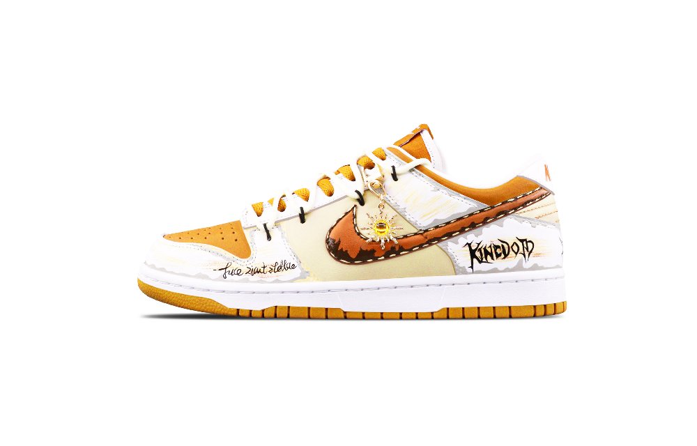 Nike Dunk Abrasion Resistant Low Top Skateboard Shoes Unisex White Brown