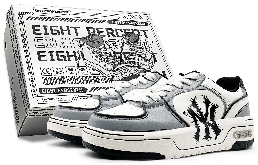 MLB Chunky Liner Wear-Resistant Height Increasing Low-Top Skateboard Shoes Unisex White Gray