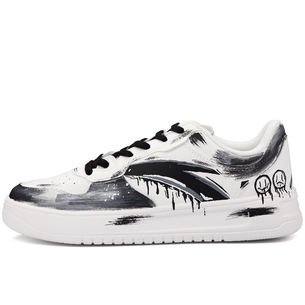 Anta Life Collection Anti-Slip Wear-Resistant Low-Top Skateboard Shoes Men's Black White