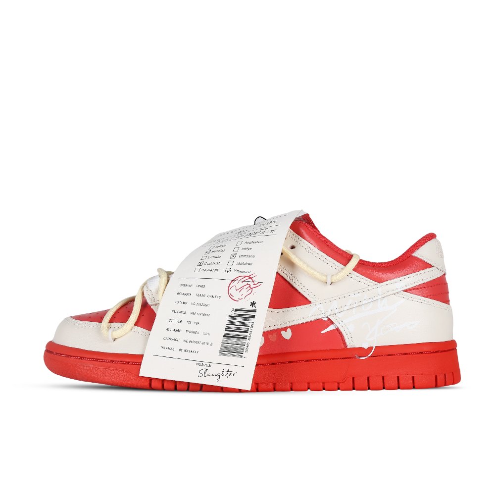 Nike Dunk Low Girlish Heartfelt Thoughts Low-Top Skateboard Shoes Women's Red White