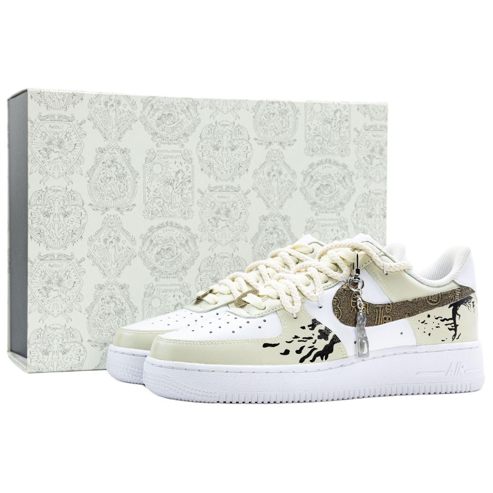 Nike Air Force 1 Wear resistant And Lightweight Low Top Skateboard Shoes Unisex Ecru