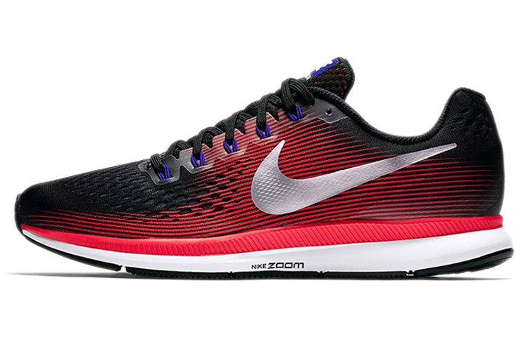 Nike Air Zoom Pegasus 34 Black Metallic Silver Bright Crimson