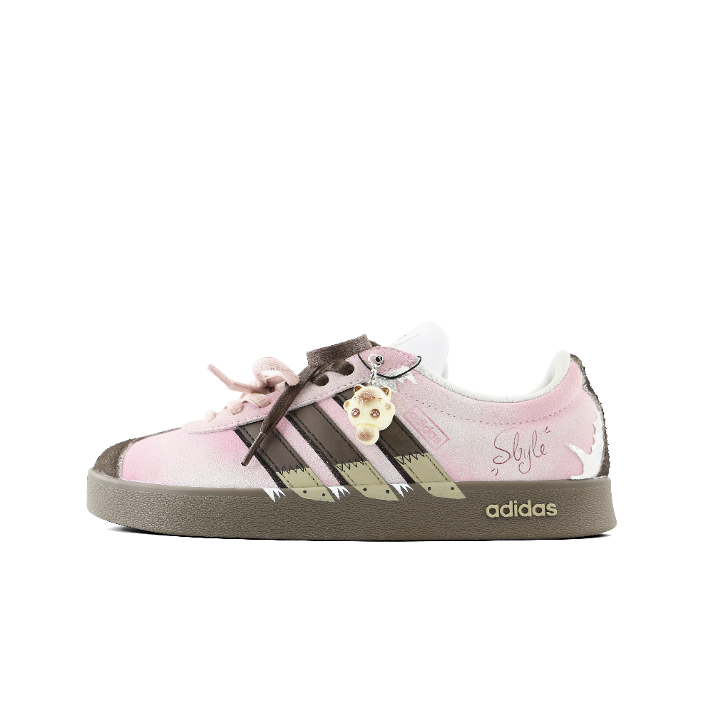 Adidas VL COURT 2.0 Abrasion Resistant Low Top Skateboard Shoes Unisex Pink