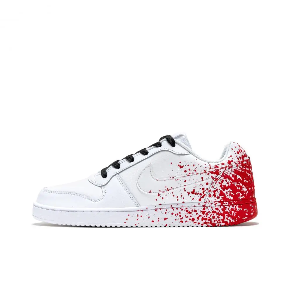 Nike EBERNON Abrasion Resistant Slip Resistant Low top Skateboard Shoes Unisex White Red