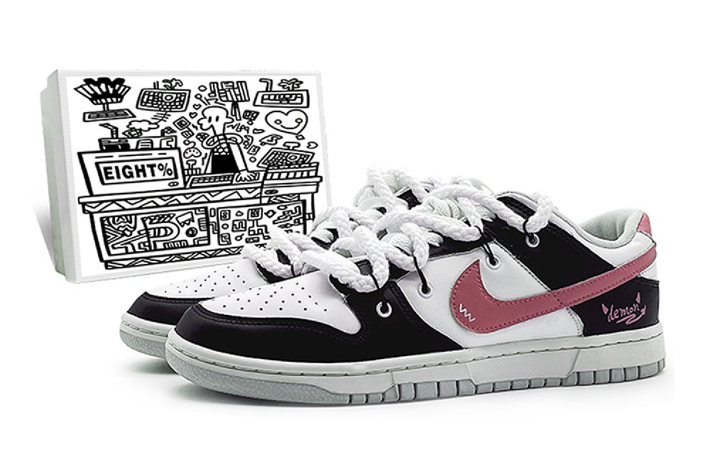 Nike Dunk 'Neutral Grey' Slip-Resistant Cushioning Abrasion-Resistant Low-Top Skateboard Shoes GS Black Pink