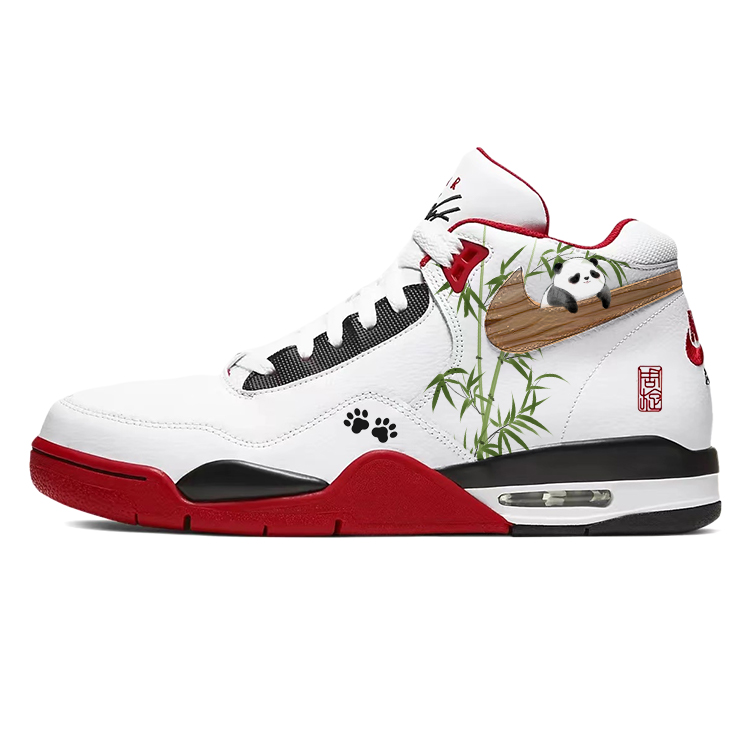 Nike Flight Legacy Cushioning Anti-Slip And Wear-Resistant Mid-Top Vintage Basketball Shoes Unisex Red White