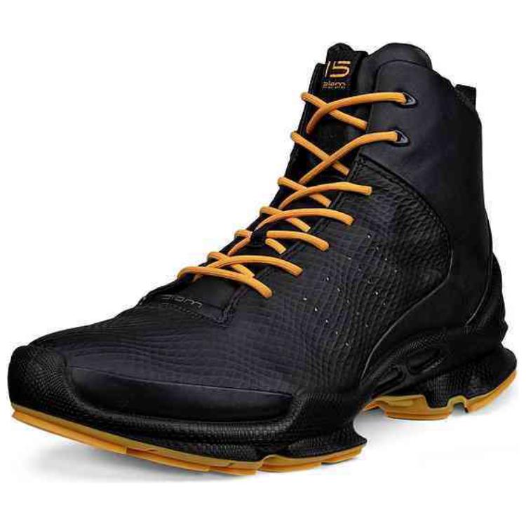 Ecco Biom C Cushioning High-Top Casual Running Shoes Men's Black Yellow