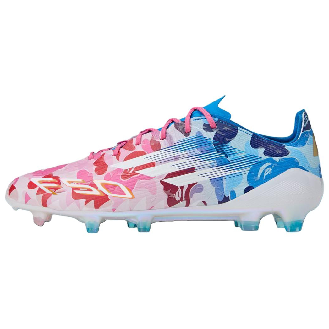 BAPE x Adidas F50 ELITE Slip Resistant Soccer Shoes Men's Pink Blue