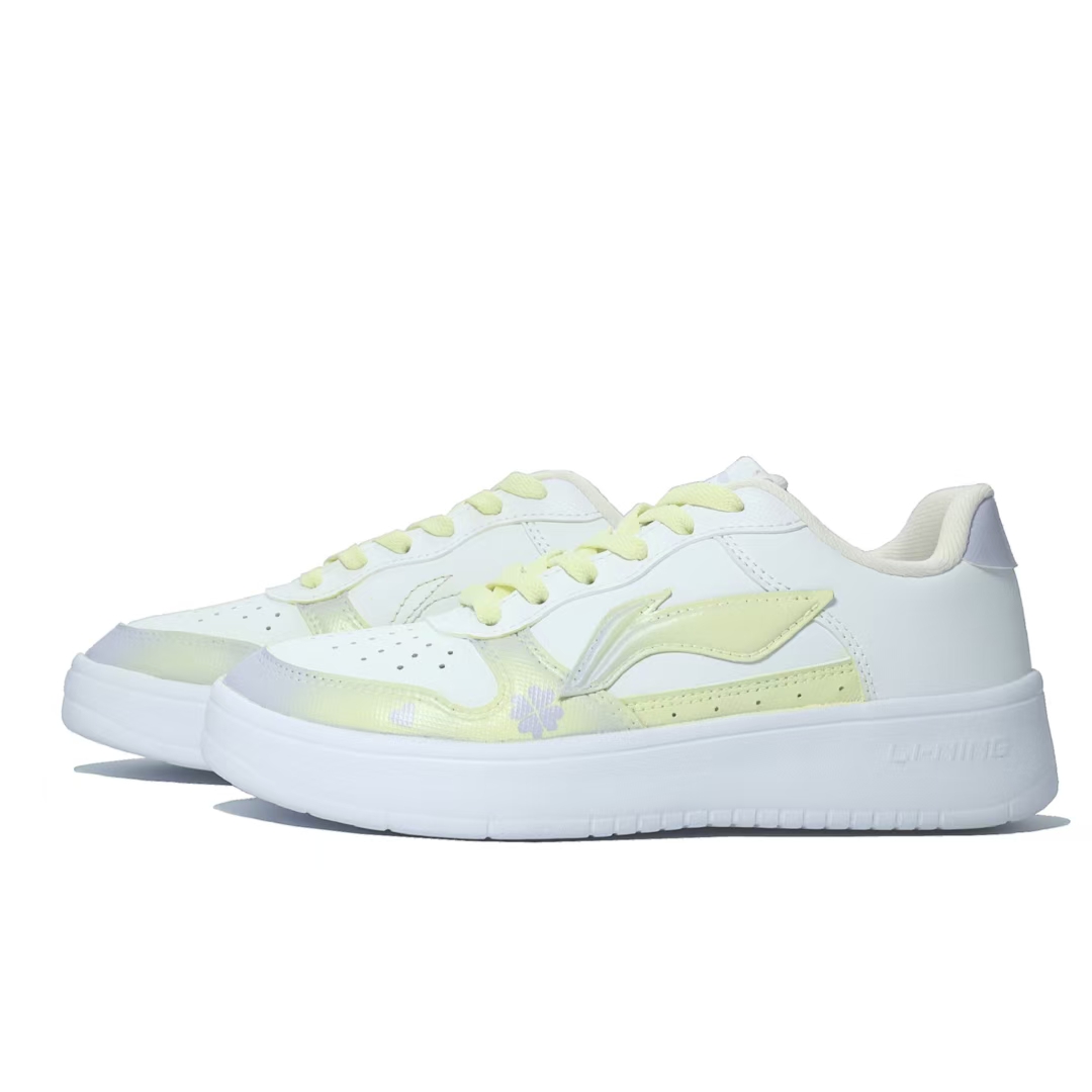 LiNing Pontoon Boats Cushioning Lightweight Low Top Skateboard Shoes Women's White Yellow купить в интернет-магазине Yoocart с быстрой доставкой по России.