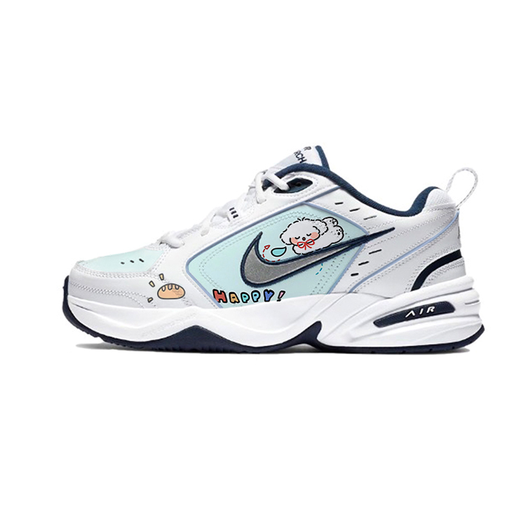 Nike Air Monarch 4 Anti Slip And Wear Resistant Height Increasing Low Top Chunky Sneakers Unisex Blue White