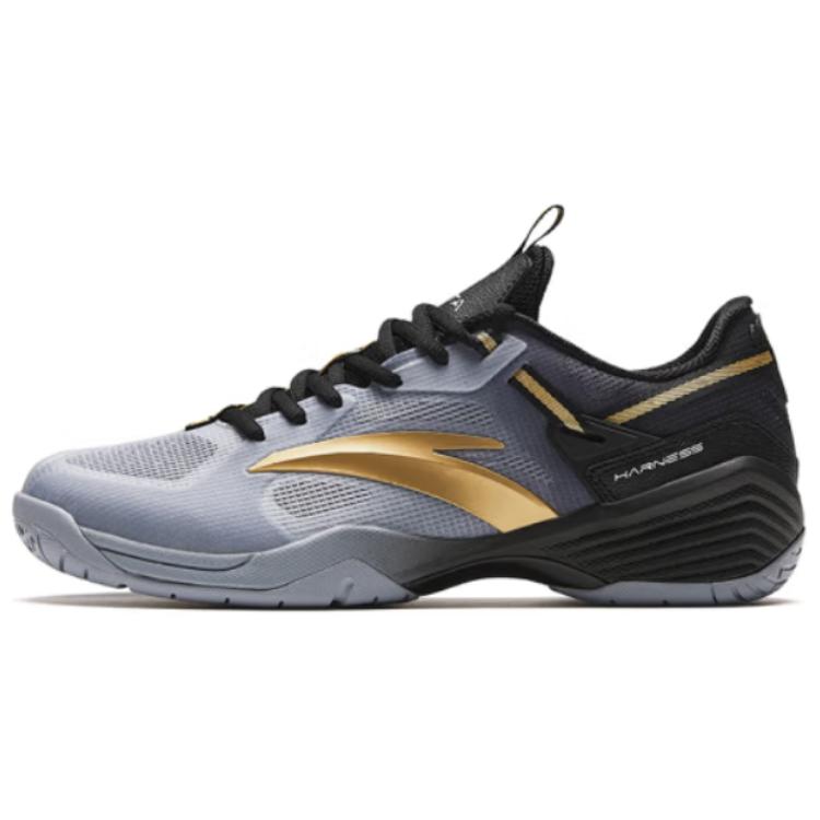 Anta Shock Absorbers With Slip Resistant And Abrasion Resistant Properties Low Top Badminton Shoes Men's Gray Black